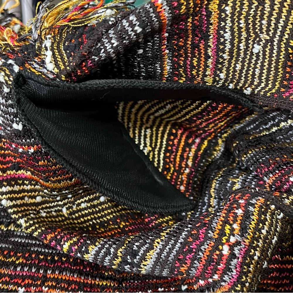 St. John Multicolored Long Cardigan Fringe Detail Quiet Luxury Timeless Elegance - Picture 9 of 12